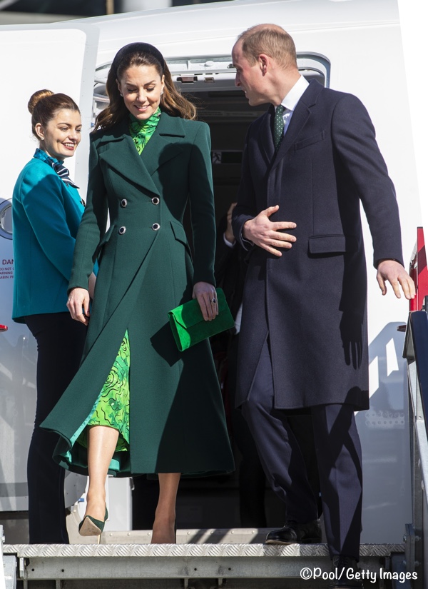Kate Middleton Dublin Ireland Arrival Green Catherine Walker