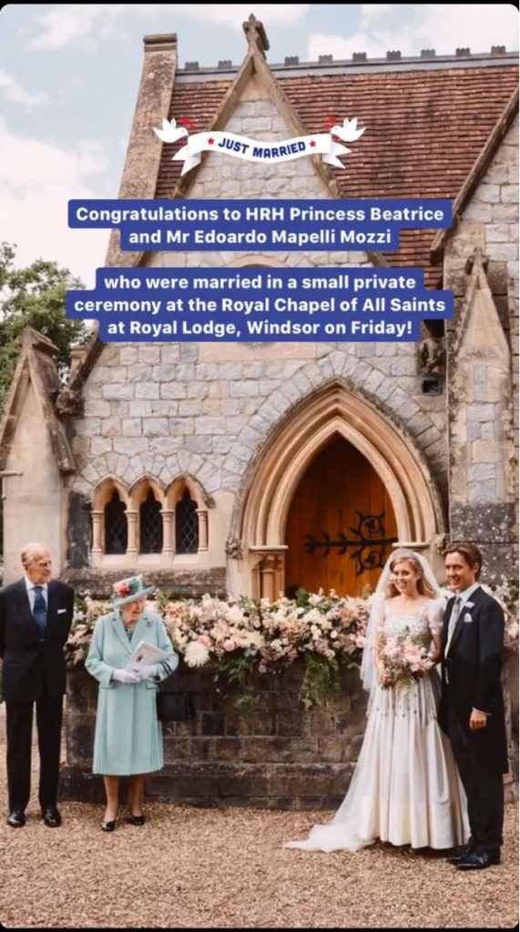 Princess Beatrice In Queen S Vintage Gown For Private Wedding Updated What Kate Wore