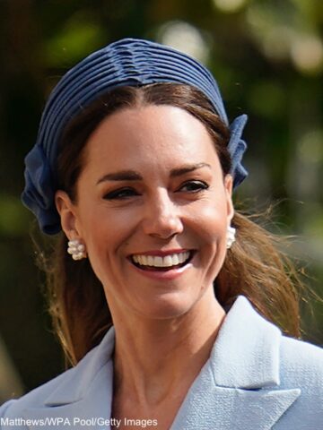 The Duchess in Soft Blue Emilia Wickstead for Easter Sunday Service in Windsor