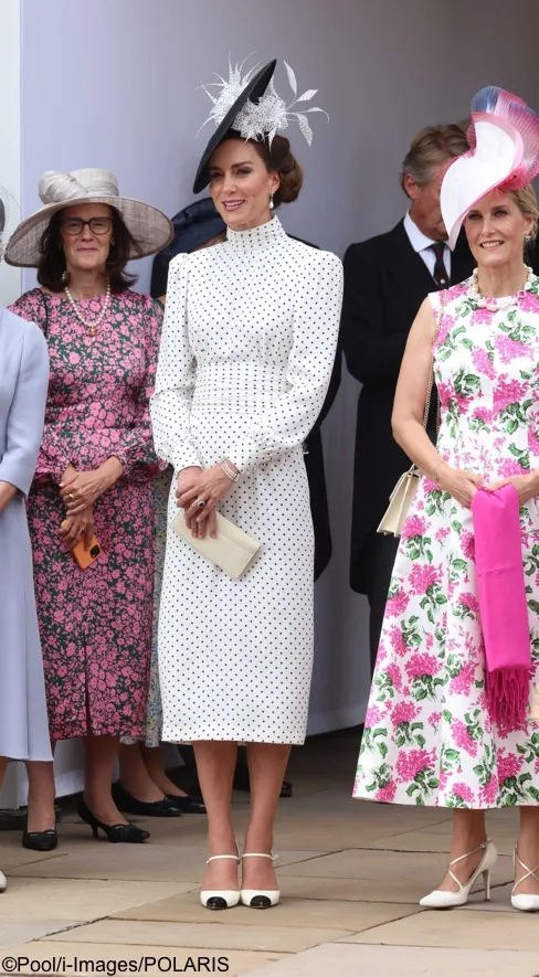 The Princess of Wales in Monochrome Ensemble for Order of the Garter ...