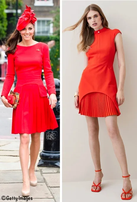 Donna Karan Red V-Neck Knee-Length Dress Petite