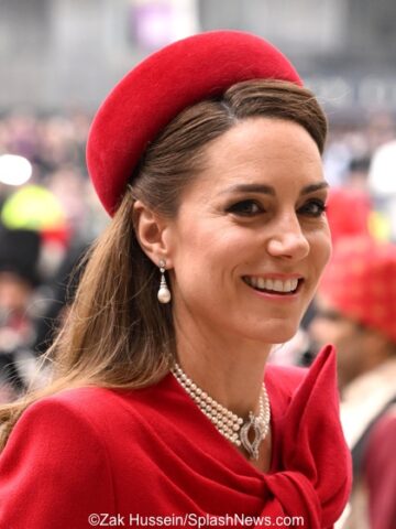 The Princess in Rich Red Ensemble for Commonwealth Day Service.